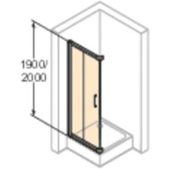 Hüppe Gleittüreckeinstieg EasyEntry 2-tlg. 1/2 BxH: 90 Cm X 200 Cm R Silber HoGl -Badezimmergeschäft 05501 2438 HPUV2C251NUB 21 3