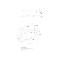 Geberit Eckbadewanne Renova 150 Cm Weiß Rechts -Badezimmergeschäft 0570 print masszeichnung 1
