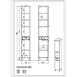 Germania Hochschrank Arvada 8298 Weiß 190 Cm X 30 Cm -Badezimmergeschäft 05949829886 11029600 VM 01