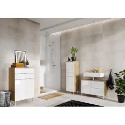 Germania Badschrank Mauresa 8532 Weiß-Eiche 120 Cm X 34 Cm 14 Germania Badschrank Mauresa 8532 Weiß-Eiche 120 Cm X 34 Cm -Badezimmergeschäft 05949853232 11029600 AB 01