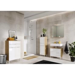 Germania Badschrank Mauresa 8532 Weiß-Eiche 120 Cm X 34 Cm 17 Germania Badschrank Mauresa 8532 Weiß-Eiche 120 Cm X 34 Cm -Badezimmergeschäft 05949853232 11029600 AB 02