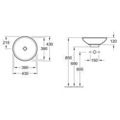Villeroy & Boch Friends AufsatzwaschbeckenØ 43 Cm Rund Weiß -Badezimmergeschäft 1151448 4648 2