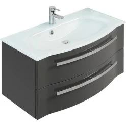 Pelipal Waschbeckenunterschrank 90 Cm Serie 4005 Steingrau Hochglänzend