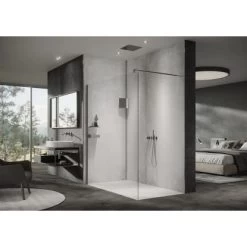 Hüppe Seitenwand Design Pure Alleinst. BxH 100 X 200 Cm Quer 6 Mm Silber Matt 8