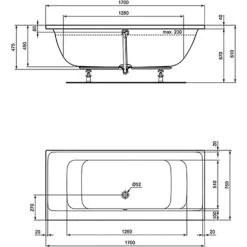 Ideal Standard Duo-Badewanne Connect Air 170x75 Cm Weiß 7 Ideal Standard Duo-Badewanne Connect Air 170x75 Cm Weiß -Badezimmergeschäft 188888 3049 3
