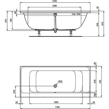 Ideal Standard Duo-Badewanne Connect Air 170x75 Cm Weiß 5 Ideal Standard Duo-Badewanne Connect Air 170x75 Cm Weiß – Bild 3