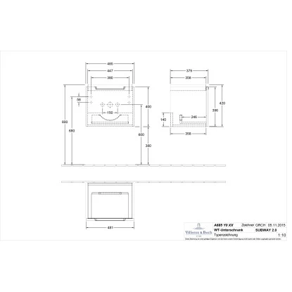 Villeroy & Boch Waschbeckenunterschrank 48,5 Cm Subway 2.0 A685 Glossy Grey 4 Villeroy & Boch Waschbeckenunterschrank 48,5 Cm Subway 2.0 A685 Glossy Grey – Bild 2