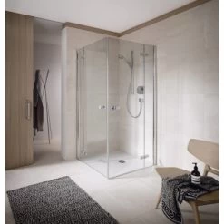 Eckeinstieg Halbtür S500 Plus Echtglas Rechts 100 Cm X 200 Cm Silber Poliert -Badezimmergeschäft 237723 4123 1