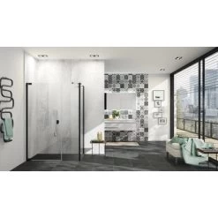 Hüppe Wandverkleidung EasyStyle BxH 100 Cm X 225 Cm Barcelona Tiles Weiß-Schwarz -Badezimmergeschäft 2 2438 HPMI2ES010143CRW1 2