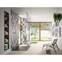 Hüppe Wandverkleidung EasyStyle BxH 100 Cm X 225 Cm Barcelona Tiles Weiß-Schwarz -Badezimmergeschäft 2 2438 HPMI3ES010143CRW1 3