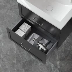 Randal Waschbeckenunterschrank Drome 2 Schubladen 60 Cm Schwarz Griffe Silbern 15 Randal Waschbeckenunterschrank Drome 2 Schubladen 60 Cm Schwarz Griffe Silbern -Badezimmergeschäft 36537951591 11023100 CU 05