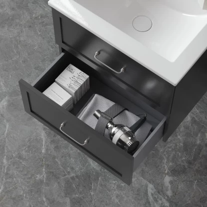 Randal Waschbeckenunterschrank Drome 2 Schubladen 60 Cm Schwarz Griffe Silbern 8 Randal Waschbeckenunterschrank Drome 2 Schubladen 60 Cm Schwarz Griffe Silbern – Bild 6