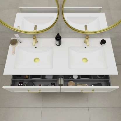 Randal Waschbeckenunterschrank Drome 4 Schubladen 120 Cm Weiß Griffe Golden 7 Randal Waschbeckenunterschrank Drome 4 Schubladen 120 Cm Weiß Griffe Golden – Bild 5