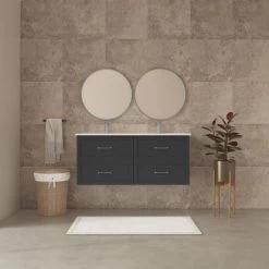 Randal Waschbeckenunterschrank Drome 4 Schubladen 120 Cm Schwarz Griffe Silbern