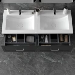 Randal Waschbeckenunterschrank Drome 4 Schubladen 120 Cm Schwarz Griffe Silbern 14 Randal Waschbeckenunterschrank Drome 4 Schubladen 120 Cm Schwarz Griffe Silbern -Badezimmergeschäft 36537951775 11023100 CU 04