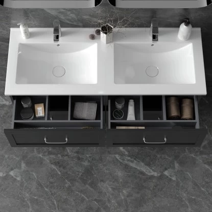 Randal Waschbeckenunterschrank Drome 4 Schubladen 120 Cm Schwarz Griffe Silbern 7 Randal Waschbeckenunterschrank Drome 4 Schubladen 120 Cm Schwarz Griffe Silbern – Bild 5