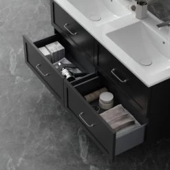 Randal Waschbeckenunterschrank Drome 4 Schubladen 120 Cm Schwarz Griffe Silbern 15 Randal Waschbeckenunterschrank Drome 4 Schubladen 120 Cm Schwarz Griffe Silbern -Badezimmergeschäft 36537951775 11023100 CU 05