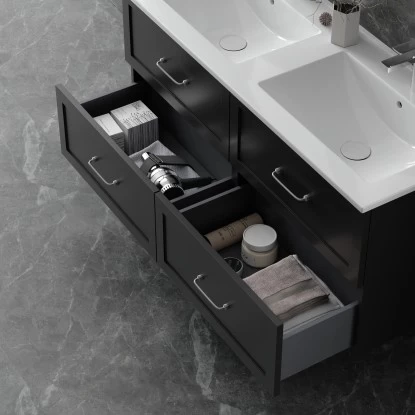 Randal Waschbeckenunterschrank Drome 4 Schubladen 120 Cm Schwarz Griffe Silbern 8 Randal Waschbeckenunterschrank Drome 4 Schubladen 120 Cm Schwarz Griffe Silbern – Bild 6