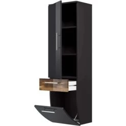 Posseik Hochschrank 40 Cm Salona Anthrazit-Walnuss -Badezimmergeschäft 3722170 4873 5