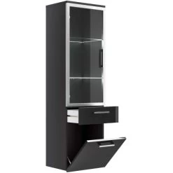 Posseik Hochschrank 40 Cm Rima Anthrazit Mit Glasböden -Badezimmergeschäft 3725926 4873 3