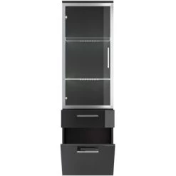 Posseik Hochschrank 40 Cm Rima Anthrazit Mit Glasböden -Badezimmergeschäft 3725926 4873 4