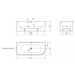 Ottofond Badewanne Mince Corner Rechts 180 Cm X 80 Cm Schwarz Weiß -Badezimmergeschäft 4005489137052 3209 S 04