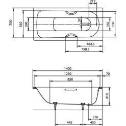 Stahl-Badewanne Saniform Plus 360-1 140 X 70 Cm Weiß 5 Stahl-Badewanne Saniform Plus 360-1 140 X 70 Cm Weiß -Badezimmergeschäft 4006596012003 012003 47