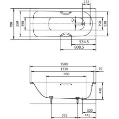 Stahl-Badewanne Saniform Plus 361-1 150 X 70 Cm Weiß -Badezimmergeschäft 4006596012300 012300 47