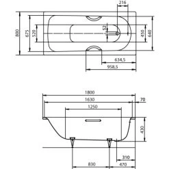Stahl-Badewanne Saniform Plus 375-1 180 X 80 Cm Weiß -Badezimmergeschäft 4006596013208 013208 47