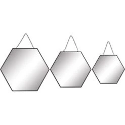 Wandspiegel-Set Minimalist Zen Metall Schwarz 3-tgl.