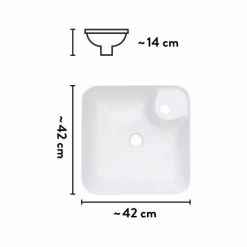 Baliv Aufsatzwaschbecken WBA-7010 43 Cm X 43 Cm -Badezimmergeschäft 4007873411533 VM01 170621