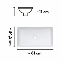 Baliv Aufsatzwaschbecken WBA-7090 61 Cm X 34,5 Cm -Badezimmergeschäft 4007873411540 VM01 170621
