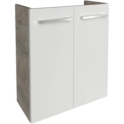 Fackelmann Waschbeckenunterschrank SBC 55 Cm Nature Oak/Weiß Hochglanz 3 Fackelmann Waschbeckenunterschrank SBC 55 Cm Nature Oak/Weiß Hochglanz