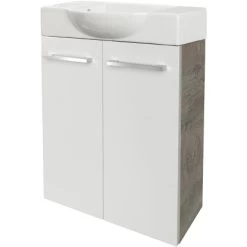 Fackelmann Waschbeckenunterschrank SBC 55 Cm Nature Oak/Weiß Hochglanz 11 Fackelmann Waschbeckenunterschrank SBC 55 Cm Nature Oak/Weiß Hochglanz -Badezimmergeschäft 4008033846486 3254 03