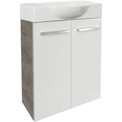 Fackelmann Waschbeckenunterschrank SBC 55 Cm Nature Oak/Weiß Hochglanz 12 Fackelmann Waschbeckenunterschrank SBC 55 Cm Nature Oak/Weiß Hochglanz -Badezimmergeschäft 4008033846486 3254 04