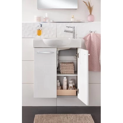 Fackelmann Waschbeckenunterschrank SBC 55 Cm Nature Oak/Weiß Hochglanz 9 Fackelmann Waschbeckenunterschrank SBC 55 Cm Nature Oak/Weiß Hochglanz – Bild 7