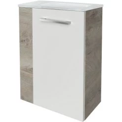 Fackelmann Waschbeckenunterschrank SBC 45 Cm Nature Oak/Weiß Hochglanz Rechts -Badezimmergeschäft 4008033846684 3254 04