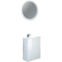 Fackelmann Waschbeckenunterschrank SBC 45 Cm Weiß/l. Glas Weiß Links -Badezimmergeschäft 4008033860130 3254 04