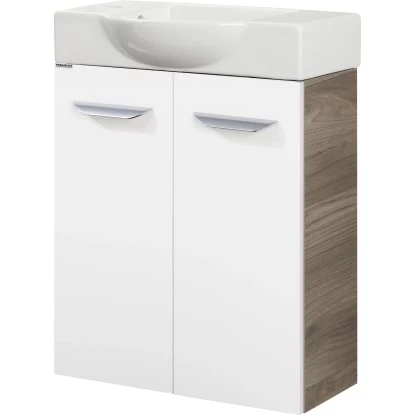 Fackelmann Waschbeckenunterschrank SBC 55 Cm Steinesche/Weiß Hochglanz 4 Fackelmann Waschbeckenunterschrank SBC 55 Cm Steinesche/Weiß Hochglanz – Bild 2