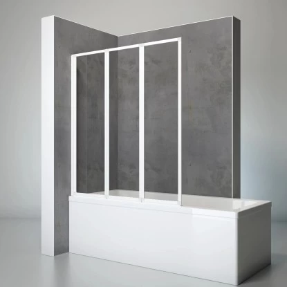 Schulte Badewannenaufsatz 3tlg. Einfaltbar Alipnweiß Echtglas Klar HxB 140x127cm 4 Schulte Badewannenaufsatz 3tlg. Einfaltbar Alipnweiß Echtglas Klar HxB 140x127cm – Bild 2