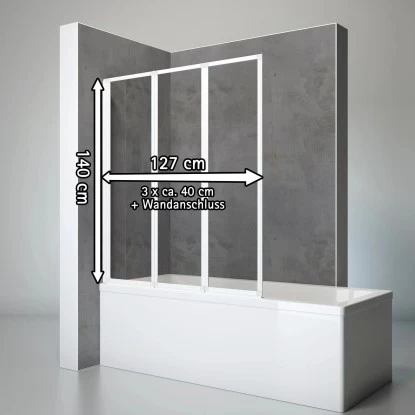 Schulte Badewannenaufsatz 3tlg. Einfaltbar Alipnweiß Echtglas Klar HxB 140x127cm 9 Schulte Badewannenaufsatz 3tlg. Einfaltbar Alipnweiß Echtglas Klar HxB 140x127cm – Bild 7