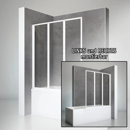 Schulte Badewannenaufsatz 3tlg. Einfaltbar Alipnweiß Echtglas Klar HxB 140x127cm 10 Schulte Badewannenaufsatz 3tlg. Einfaltbar Alipnweiß Echtglas Klar HxB 140x127cm – Bild 8