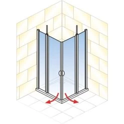Schulte Eckeinstieg 4-teilig Sunny Alu-Natur Echtglas Klar Hell 192 Cm X 80 Cm -Badezimmergeschäft 4060991013799 2053 AI 01