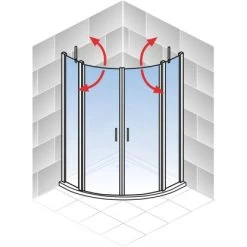 Schulte Runddusche Drehtür Alexa Style 2.0 Chromoptik B/TxH 90x192 Cm Radius 500 -Badezimmergeschäft 4060991019616 2053 04