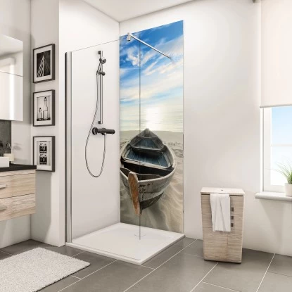 Schulte ExpressPlus DecoDesign Duschrückwand Foto Ruderboot Am Strand 210x90cm 4 Schulte ExpressPlus DecoDesign Duschrückwand Foto Ruderboot Am Strand 210x90cm – Bild 2