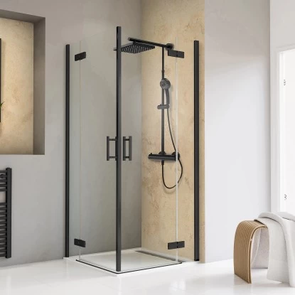 Schulte Eckeinstieg 4-tlg. Toura Pendelbar Schwarz 200 X 90 X 90 Cm Klar Hell 3 Schulte Eckeinstieg 4-tlg. Toura Pendelbar Schwarz 200 X 90 X 90 Cm Klar Hell