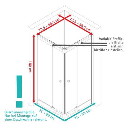 Schulte Eckeinstieg Mit Schiebetüren Sunny 180 Cm X 75-90 Cm Silber Klarglas 8 Schulte Eckeinstieg Mit Schiebetüren Sunny 180 Cm X 75-90 Cm Silber Klarglas – Bild 6