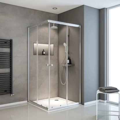 Schulte Eckeinstieg Mit Schiebetüren Sunny 180 Cm X 75-90 Cm Silber Klarglas 3 Schulte Eckeinstieg Mit Schiebetüren Sunny 180 Cm X 75-90 Cm Silber Klarglas