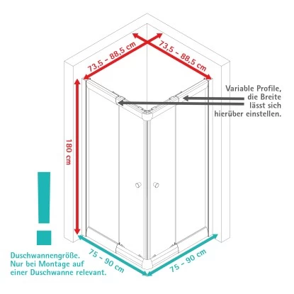 Schulte Eckeinstieg Mit Schiebetüren Sunny 180 Cm X 75-90 Cm Weiß Glasdekor 8 Schulte Eckeinstieg Mit Schiebetüren Sunny 180 Cm X 75-90 Cm Weiß Glasdekor – Bild 6