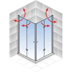 Schulte 4-tlg. Eckeinstieg Drehtür AlexaStyale 2.0 Alu-Natur BxTxH 90x90x192 Cm -Badezimmergeschäft 4060991070747 2053 04